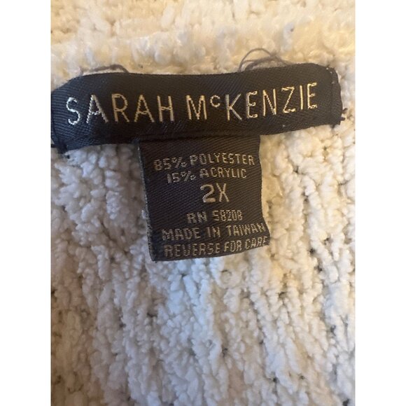 Sarah McKenzie 2X White Textured Knit Zip Cardigan Sweater Cottage Nautical - Picture 2 of 6